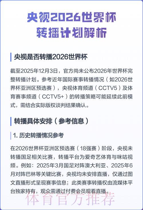 2026年世界杯转播权归属:各大电视台完整名单 2026年世界杯转播权归属:各大电视台完整名单